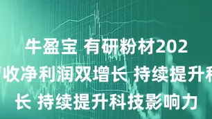 牛盈宝 有研粉材2024年实现营收净利润双增长 持续提升科技影响力